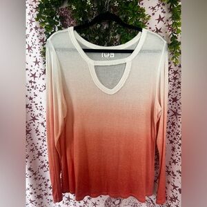 Maurices Women's Ombré Long-Sleeve Top - Coral to White